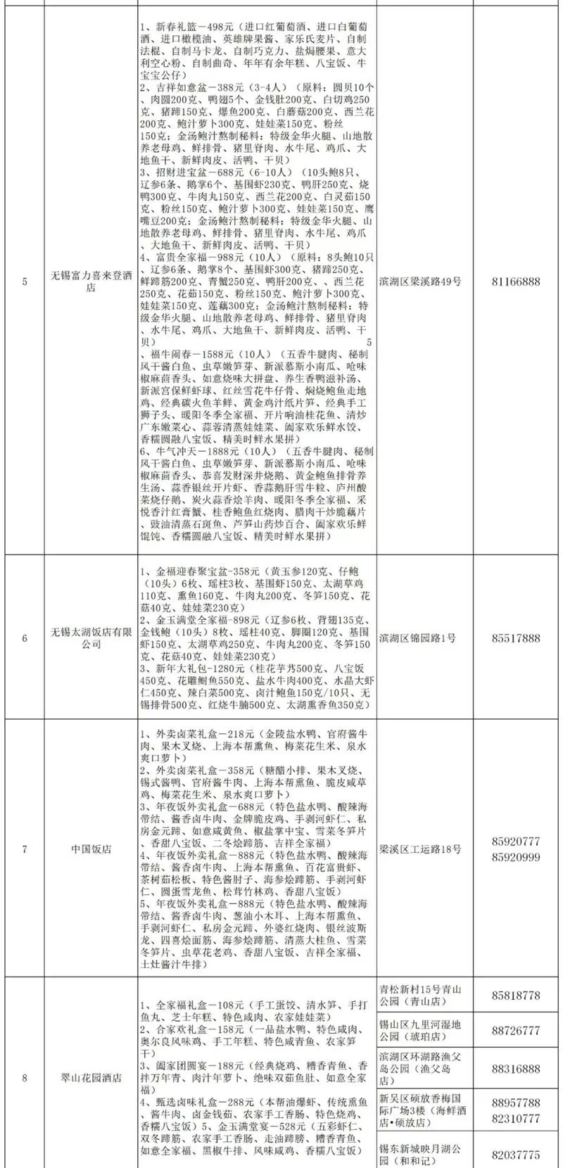 2021無錫可線上預(yù)約年夜飯餐廳及菜單