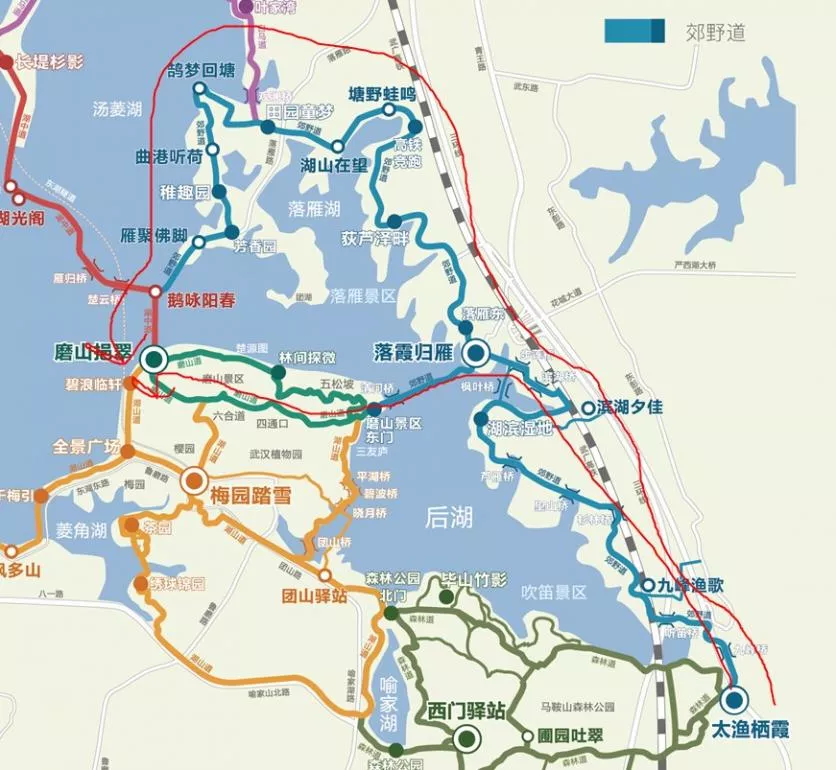 武漢東湖綠道線路圖 這份高清路線圖值得收藏