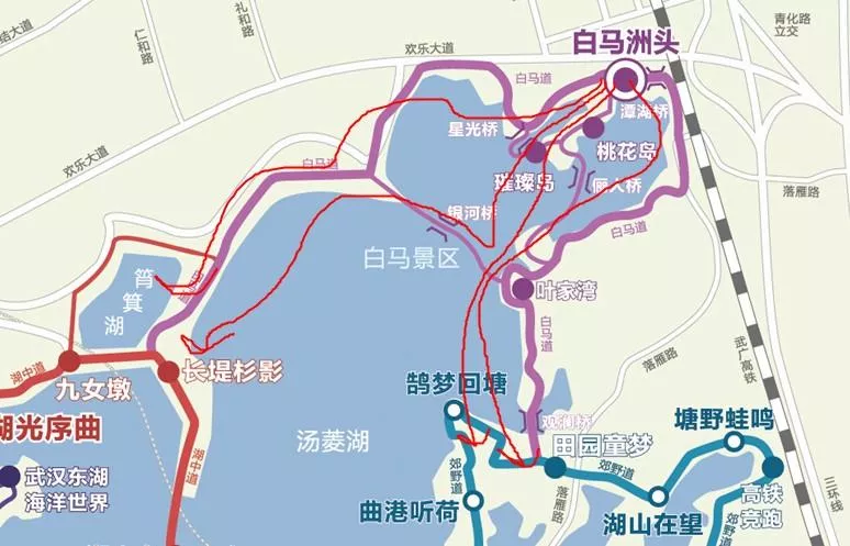 武漢東湖綠道線路圖 這份高清路線圖值得收藏