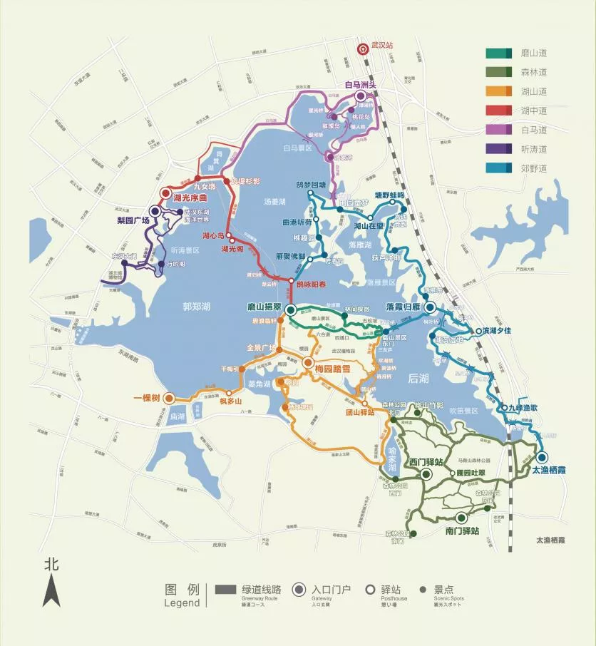 武漢東湖綠道線路圖 這份高清路線圖值得收藏