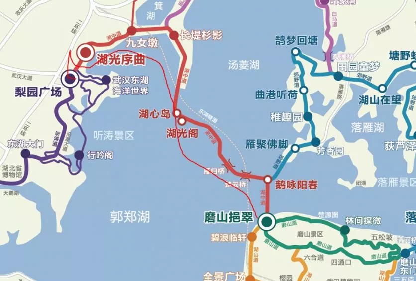 武漢東湖綠道線路圖 這份高清路線圖值得收藏